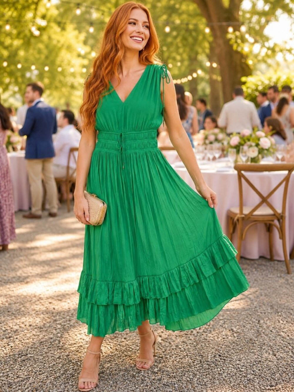 White House Black Market Pleated Midi Dress XL Kelly Green NWT Stretch Comfort